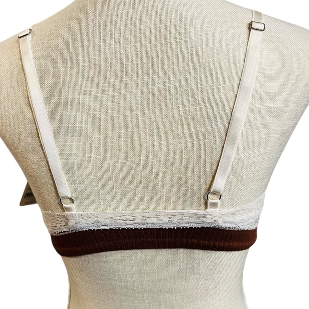 FREE PEOPLE GiGi Seamless Striped Bra Umber Earth Brown White Bohemian Size XS/S - Picture 7 of 16